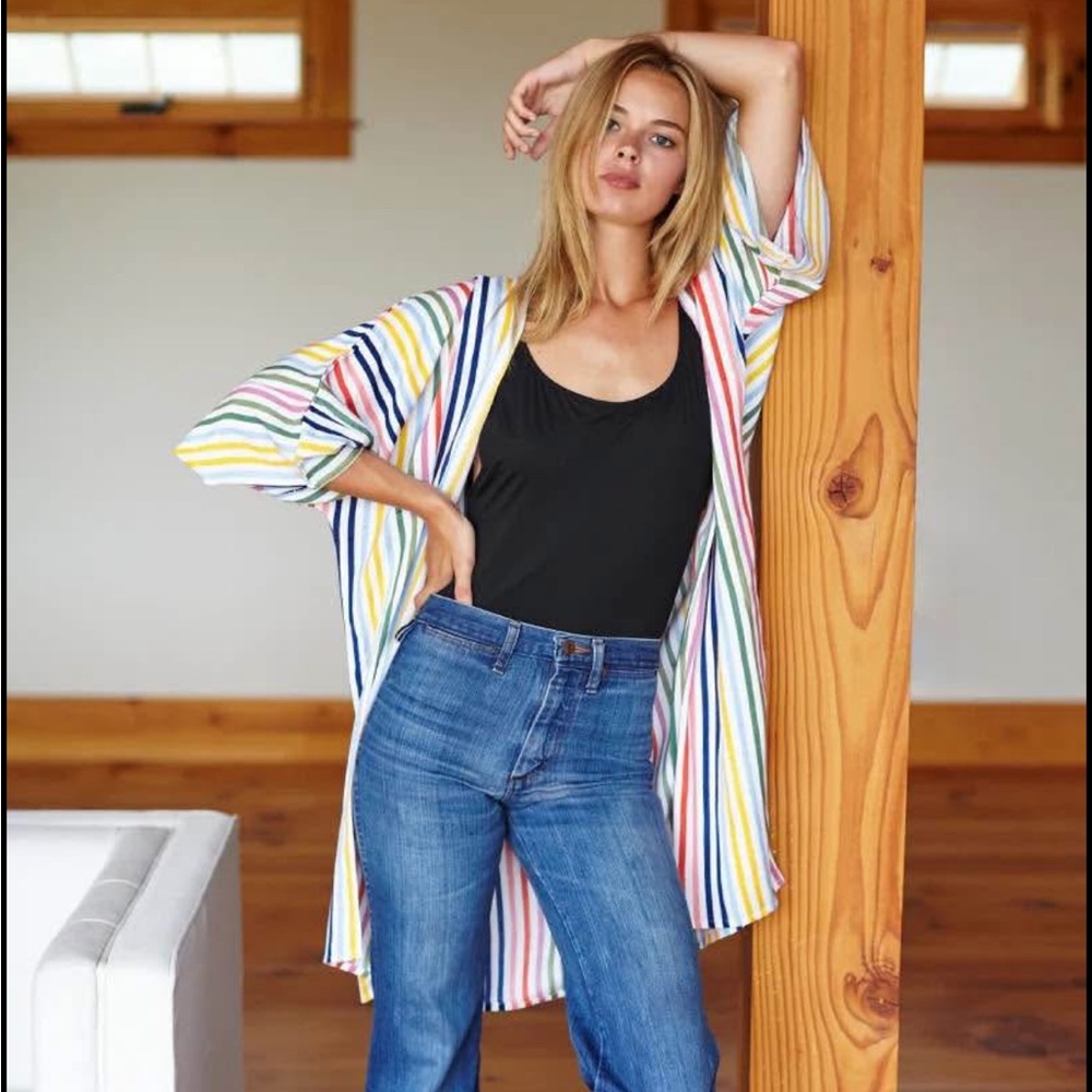 Emerson Fry Striped Robe & Bathing Suit Cover